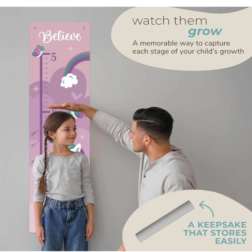 Unicorn Growth Chart with Rainbow and Butterflies